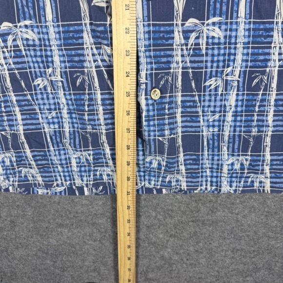 Tommy Bahama Mens XXL Blue Bamboo Plaid Silk Blend Short Sleeve Button Shirt - Picture 7 of 8